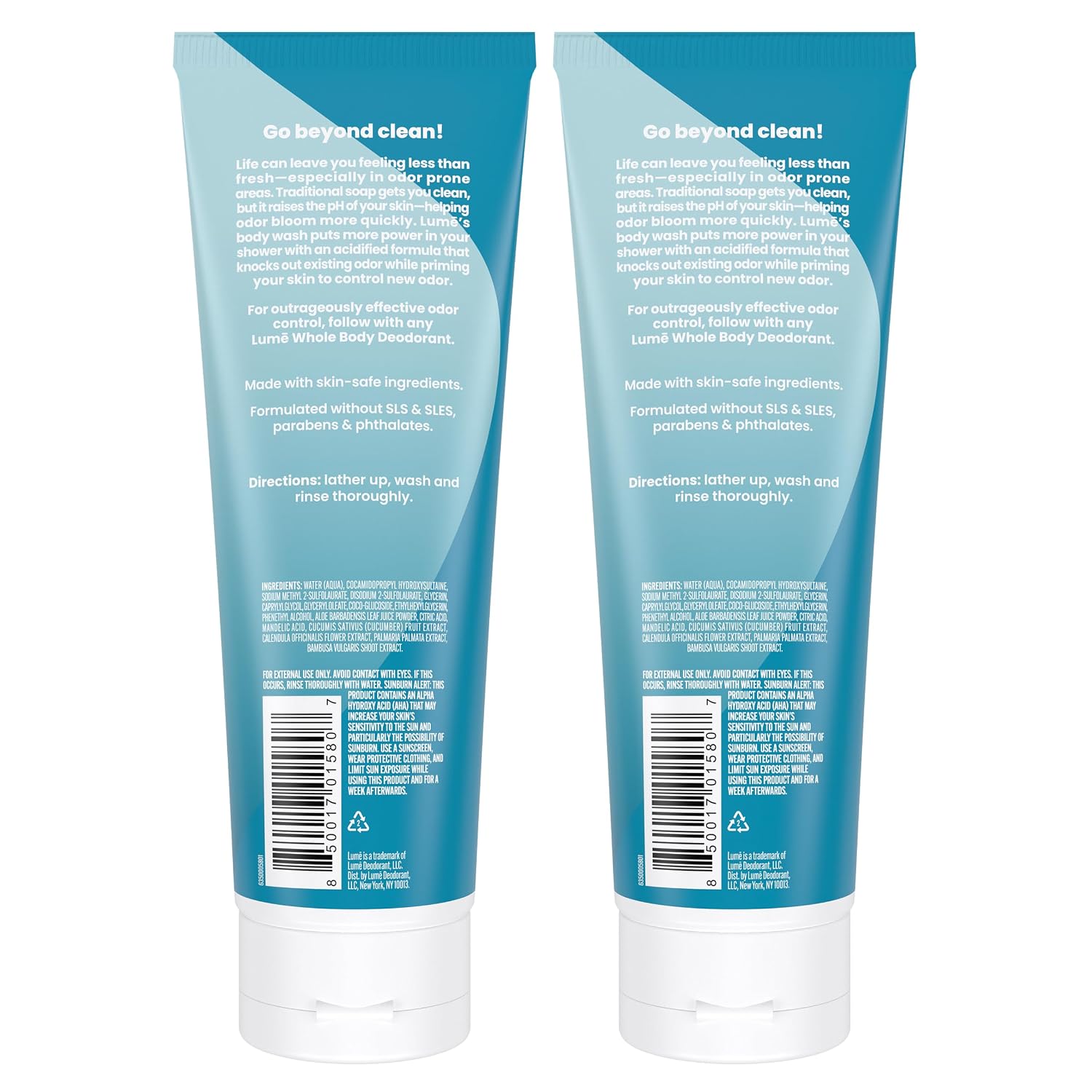 Lume Acidified Body Wash - 24 Hour Odor Control - Removes Odor Better than Soap - Moisturizing Formula